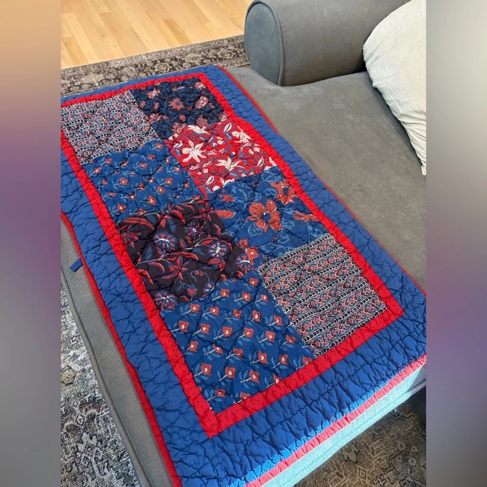 The Company Store Quilted Blue & Red Sham Covers Square & Rectangle